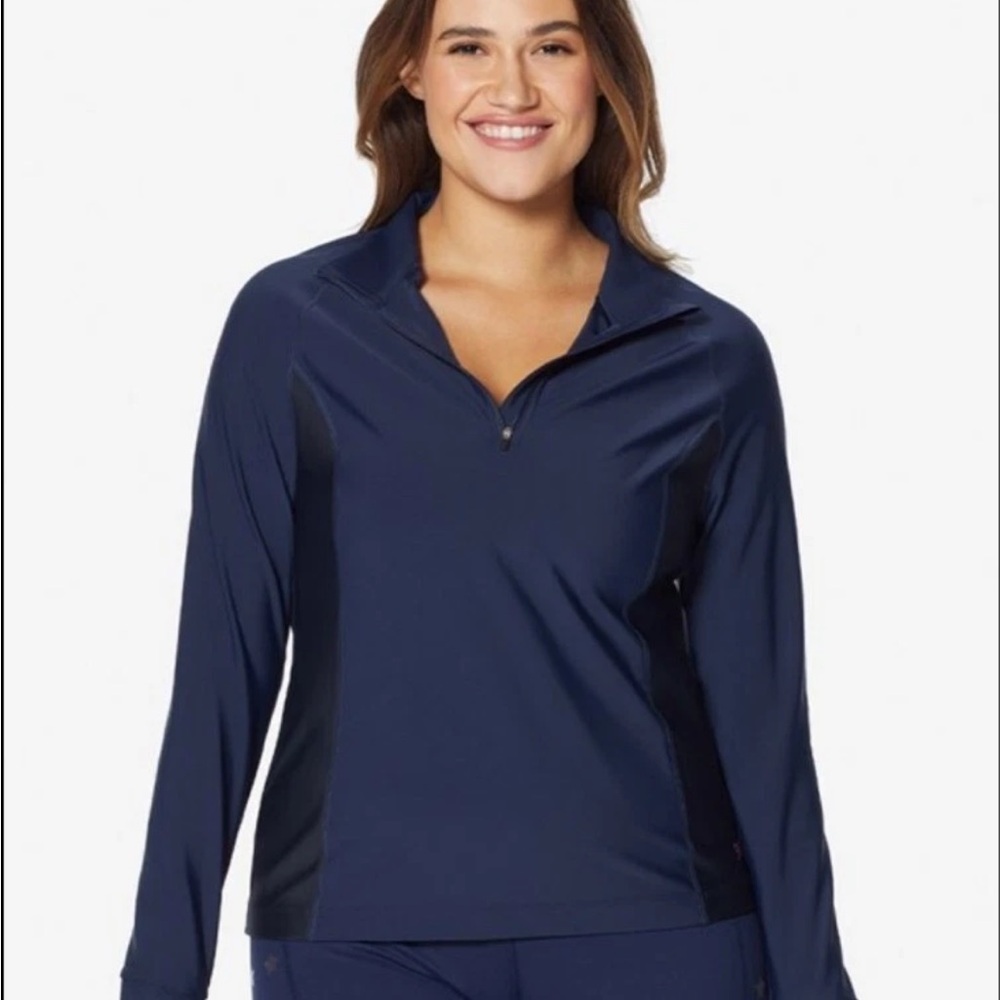 Ruby Ribbon Starlight Quarter‎ Zip Sport Top Midnight/Black Size Small